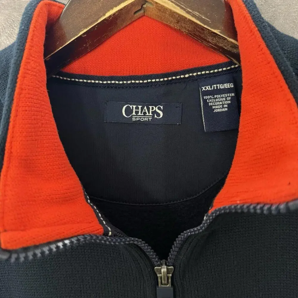 Vintage Chaps Ralph Lauren Sport Mens 2XL Full-Zip‎ Sport Vest Jacket Navy Blue